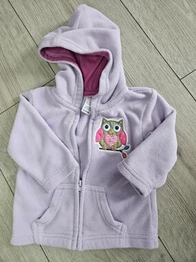 5/20$ 🩷George Lavender Fleece Hoodie Jacket Girl Baby 3-6M Pink Owl 🩷 5/20$
